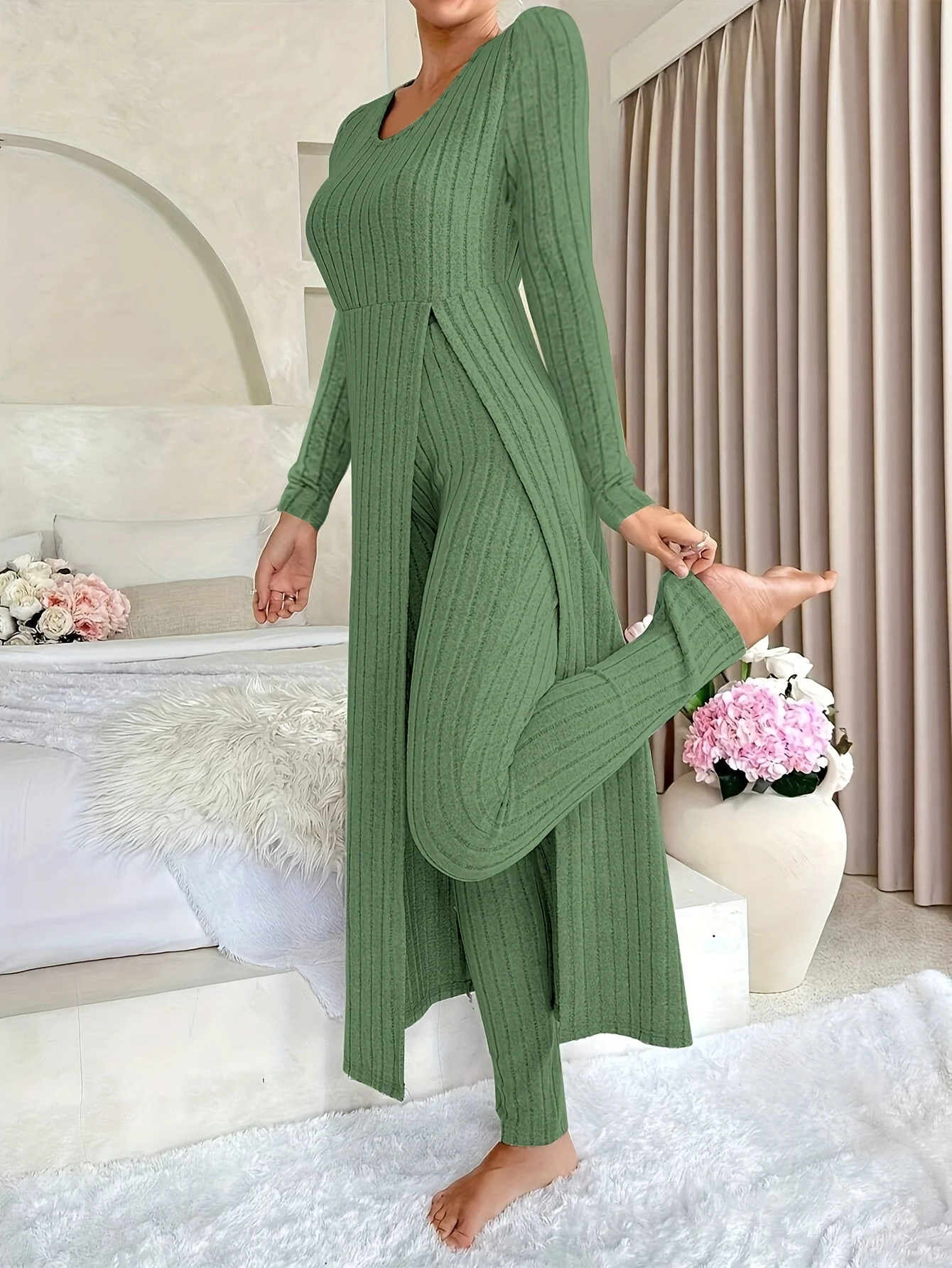 Aldea™ - Gemütliches Zwei-Teile Ribbed Lounge Set - Image 4