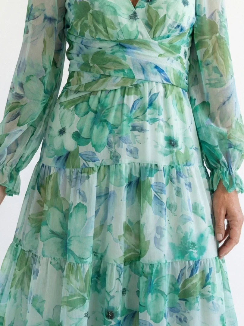 Althea | Langärmliges Blumenkleid Maxi - Image 2