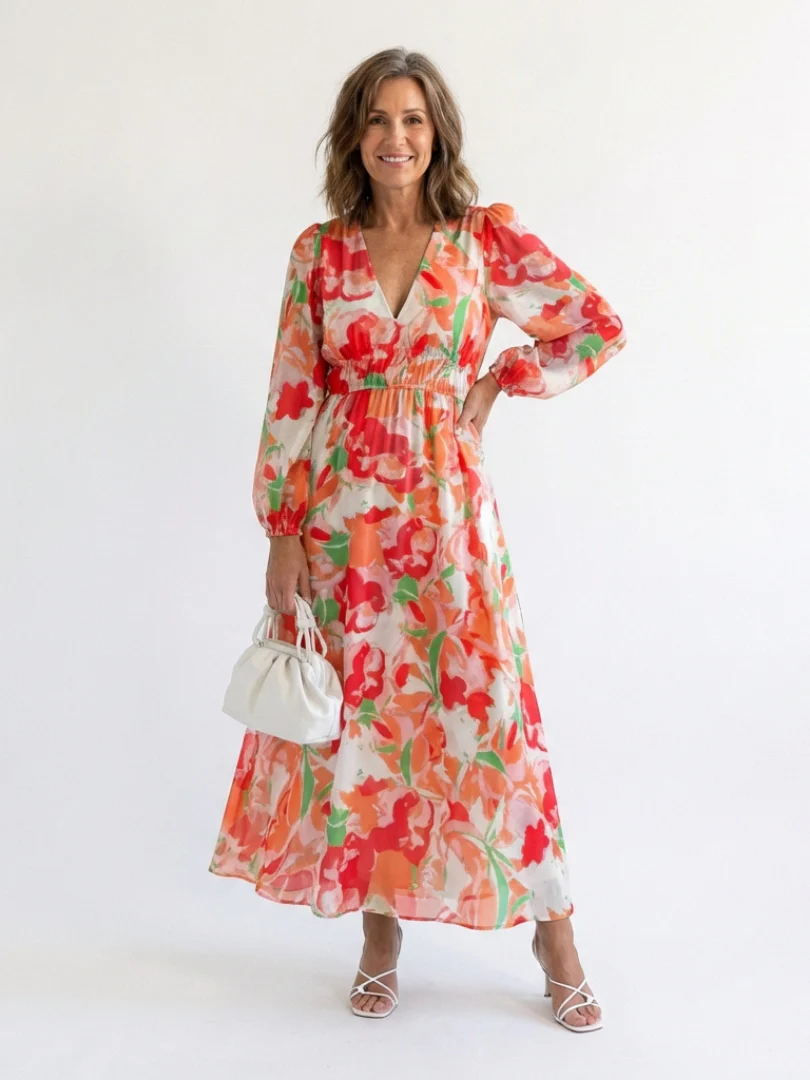 Althea | Langärmliges Blumenkleid Maxi - Image 5