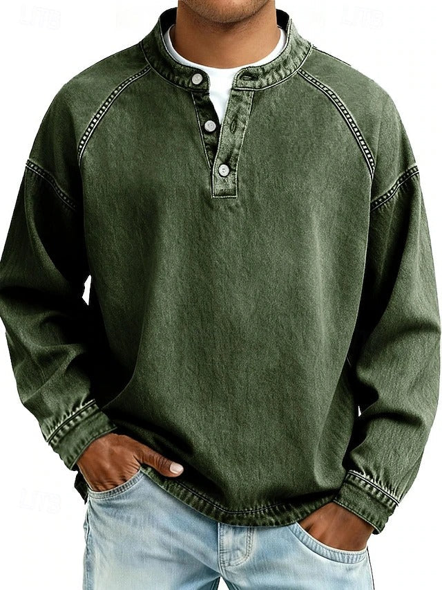 Amir | Retro-inspirierter Henley-Pullover mit Used-Look und langen Ärmeln - Image 6
