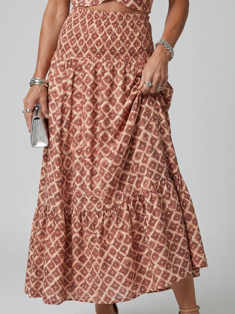 Amira | Geometrischer Print Cutout Midi-Kleid mit Kreuzträger - Image 3