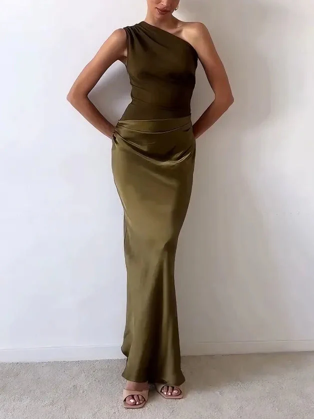 Anita™ | Schickes Ein-Schulter-Falten-Maxi-Kleid für Partys - Image 8