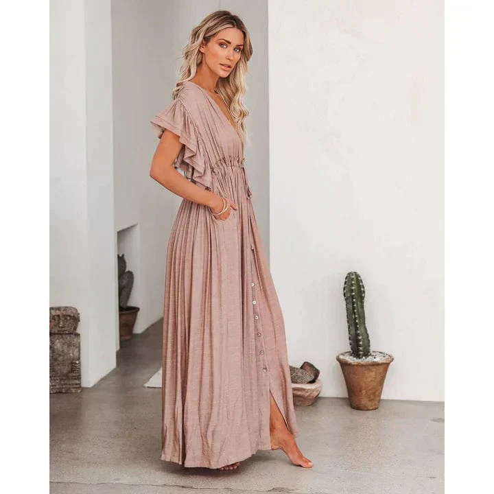 Anne™ - Maxi Taupe Ibiza Kleid - Image 2