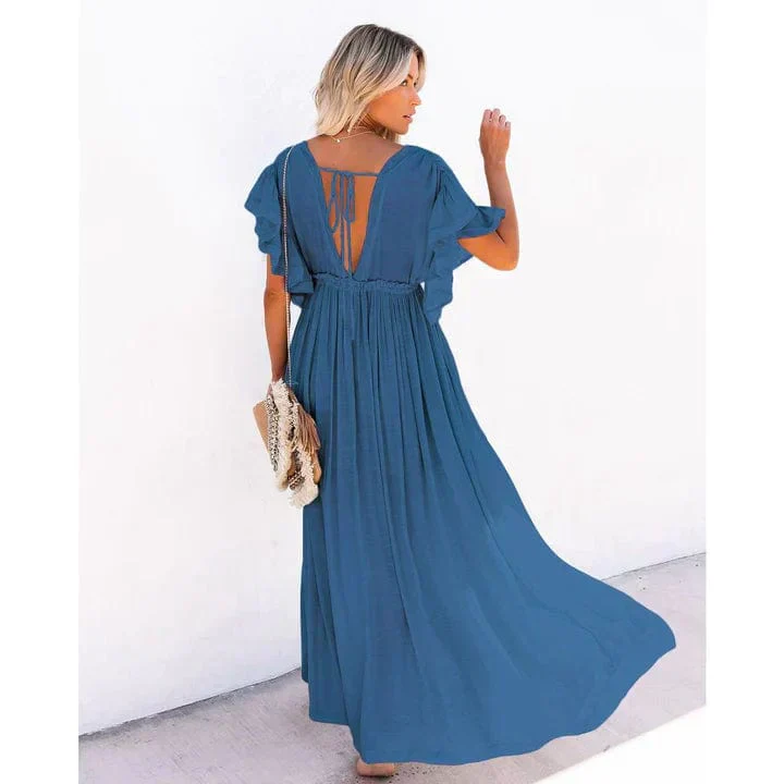 Anouk™ - Maxi Marineblaue Ibiza Strandkleid - Image 3