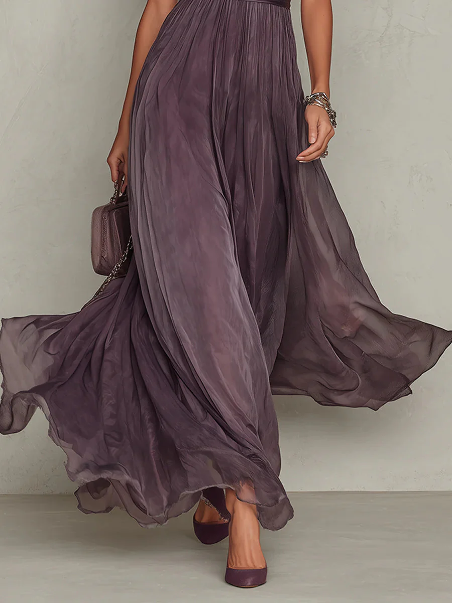 Ashley | Vintage Elegantes Chiffon Maxikleid - Image 5