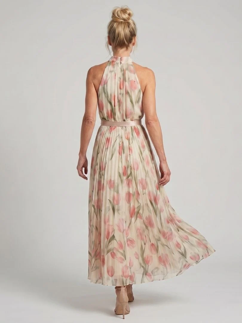 Aurelle | Blumenmuster Midi Kleid mit Halterneck - Image 6