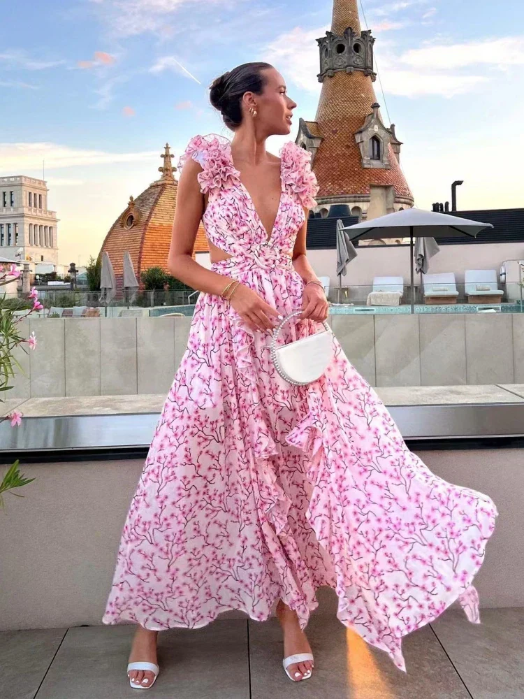 Aurora - Elegantes Rückenfreies Rüschens Maxikleid - Image 6