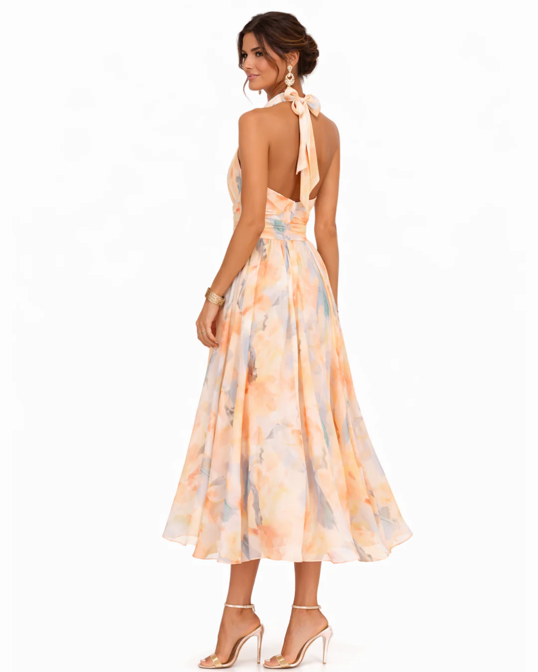 Aurora Halterneck-Kleid mit Aquarelldruck - Image 4