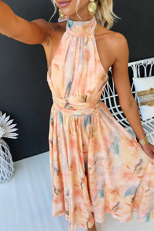 Aurora™ - Elegantes Maxikleid mit Halterneck und Aquarelldruck - Image 4