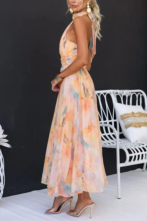 Aurora™ - Elegantes Maxikleid mit Halterneck und Aquarelldruck - Image 5