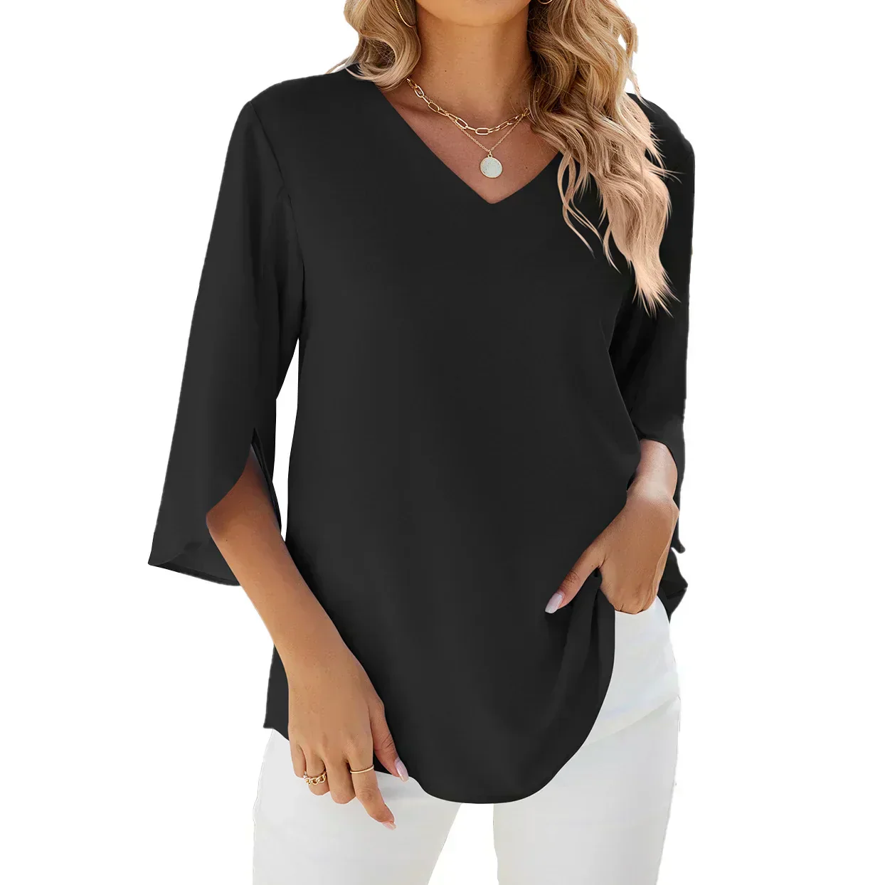 Belinda™ | V-Ausschnitt Bluse - Image 3