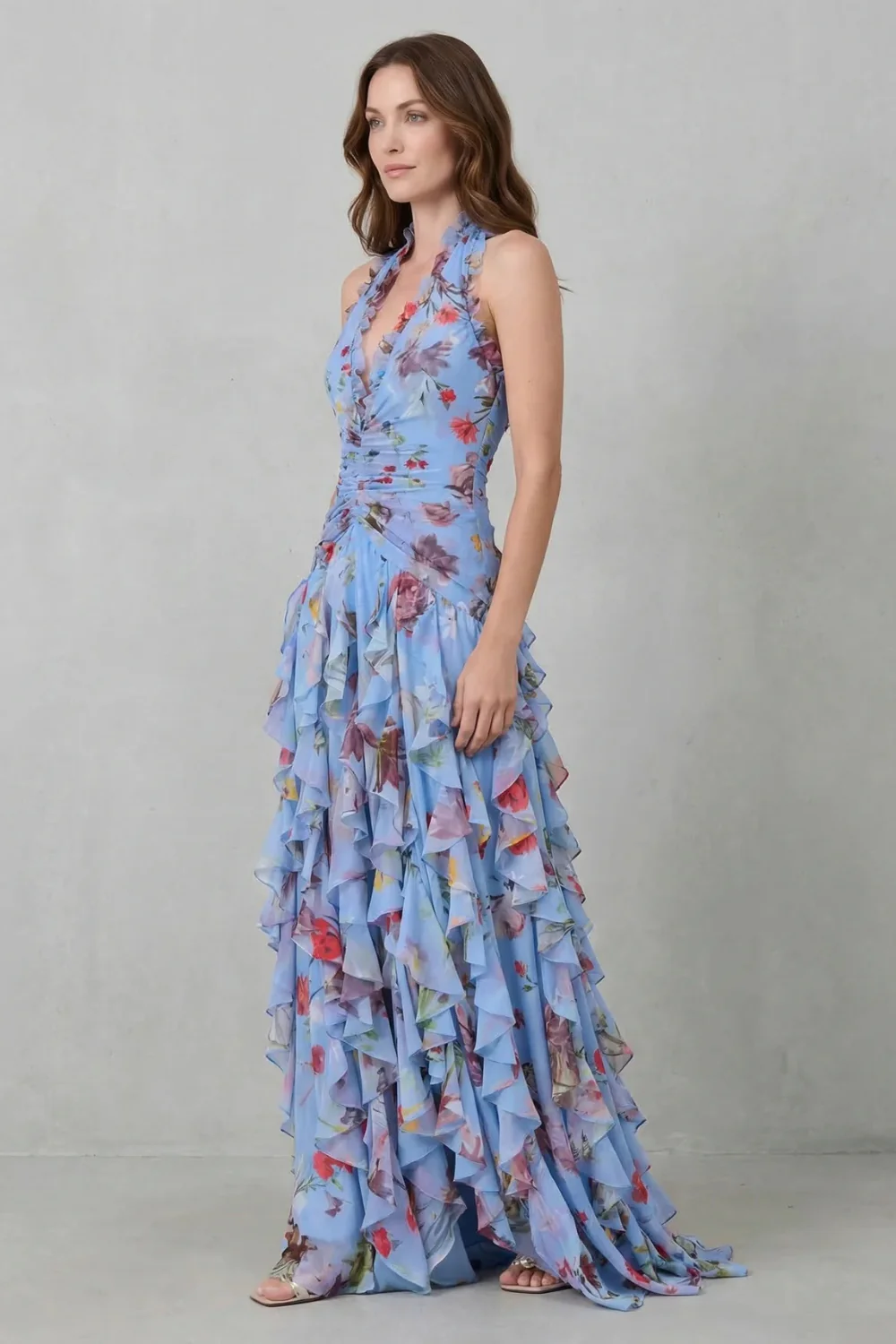 Belladina Verzauberndes Rosen-Kaskaden-Halter-Maxikleid - Image 7