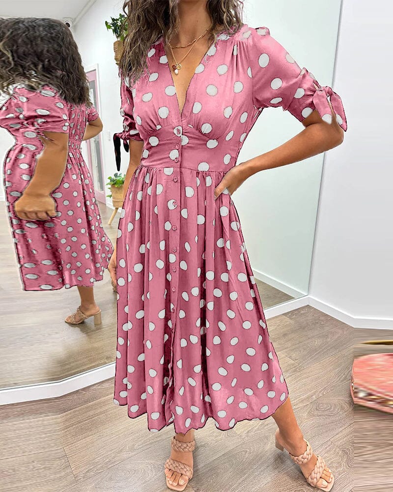 Bellamy - V-Ausschnitt Kleid mit Pünktchen - Image 18