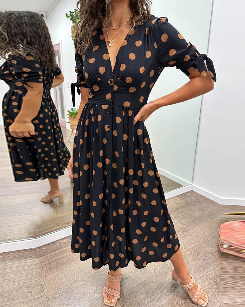 Bellamy - V-Ausschnitt Kleid mit Pünktchen - Image 21