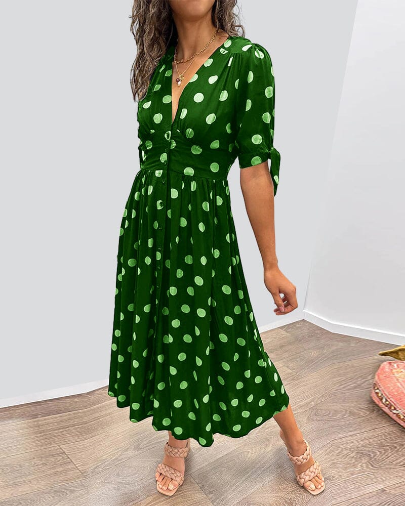 Bellamy - V-Ausschnitt Kleid mit Pünktchen - Image 7