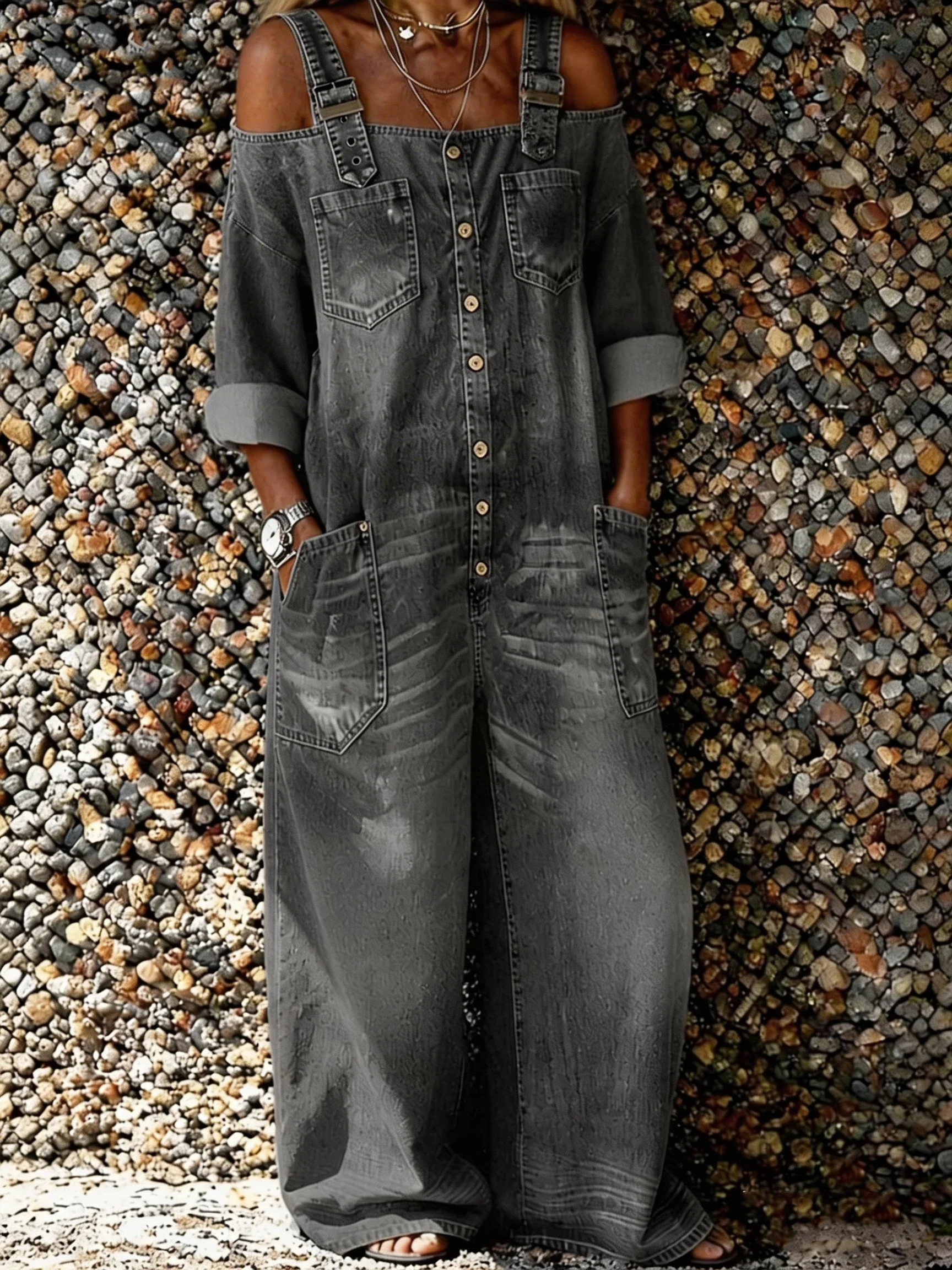 Bo | Denim Overall Jumpsuit mit Schulterriemen - Image 3