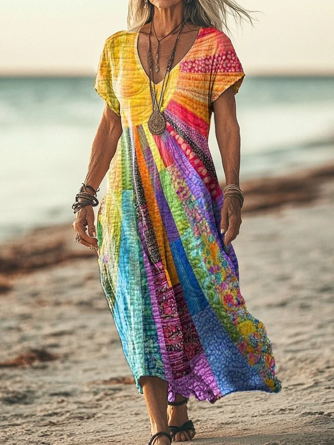 Boho-Chic Sonnenmuster Kleid - Image 2