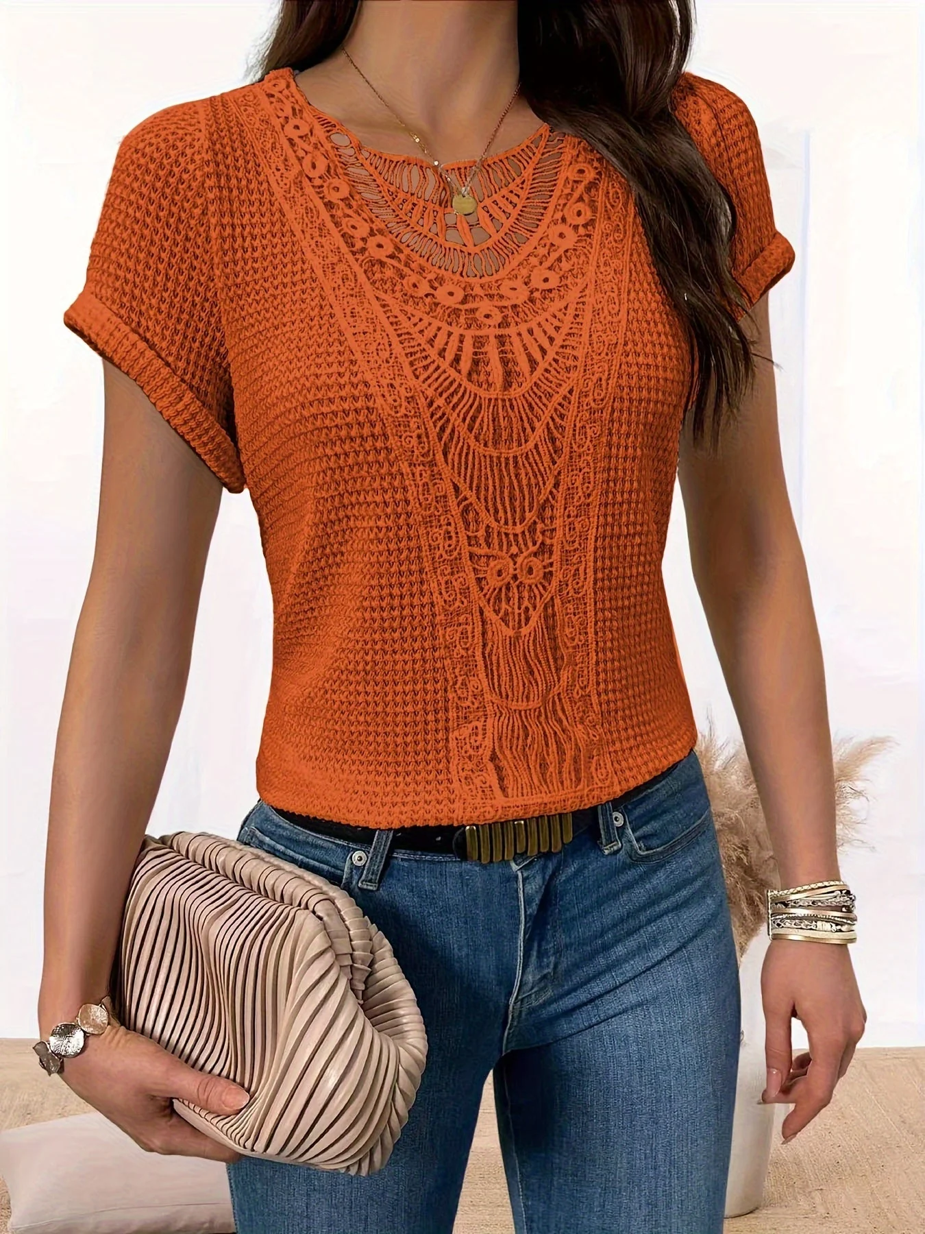 Brianna™ - Spitzen T-Shirt mit Rundhalsausschnitt - Image 3