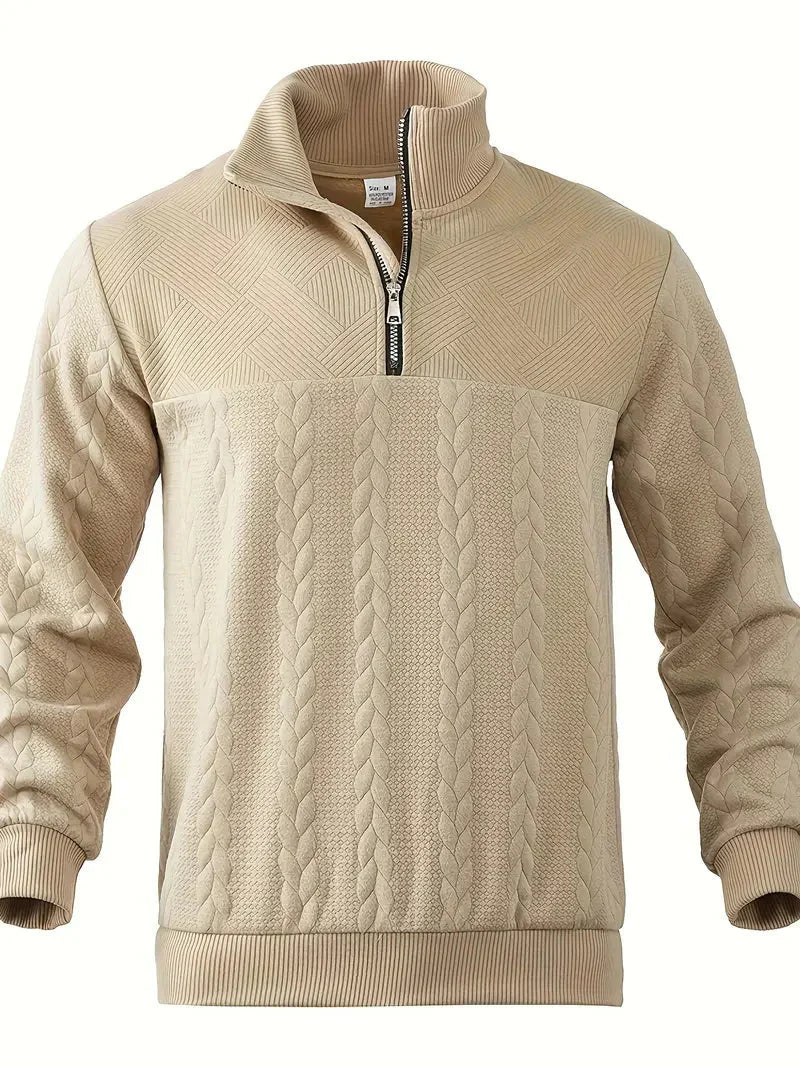Brit & Boho™️ | Lässiger Jacquard Quarter-Zip Pullover - Image 16