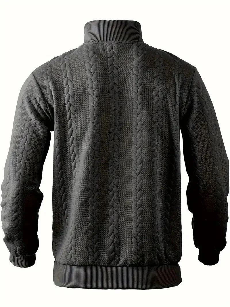 Brit & Boho™️ | Lässiger Jacquard Quarter-Zip Pullover - Image 3