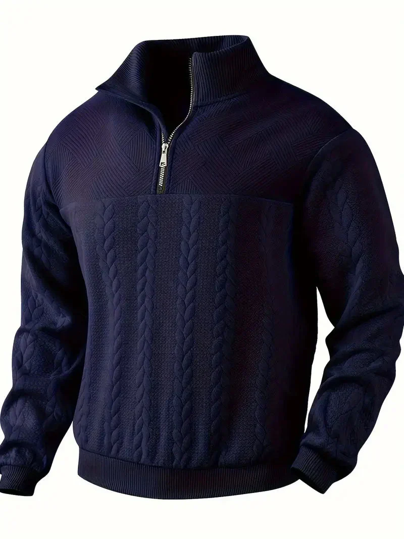 Brit & Boho™️ | Lässiger Jacquard Quarter-Zip Pullover - Image 7
