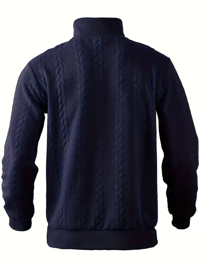 Brit & Boho™️ | Lässiger Jacquard Quarter-Zip Pullover - Image 9
