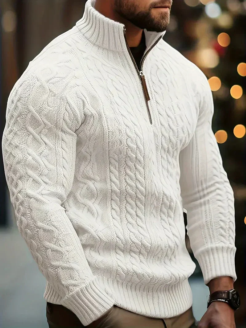 Brit & Boho™️ | Viskose-Mischung Strick Quarter Zip