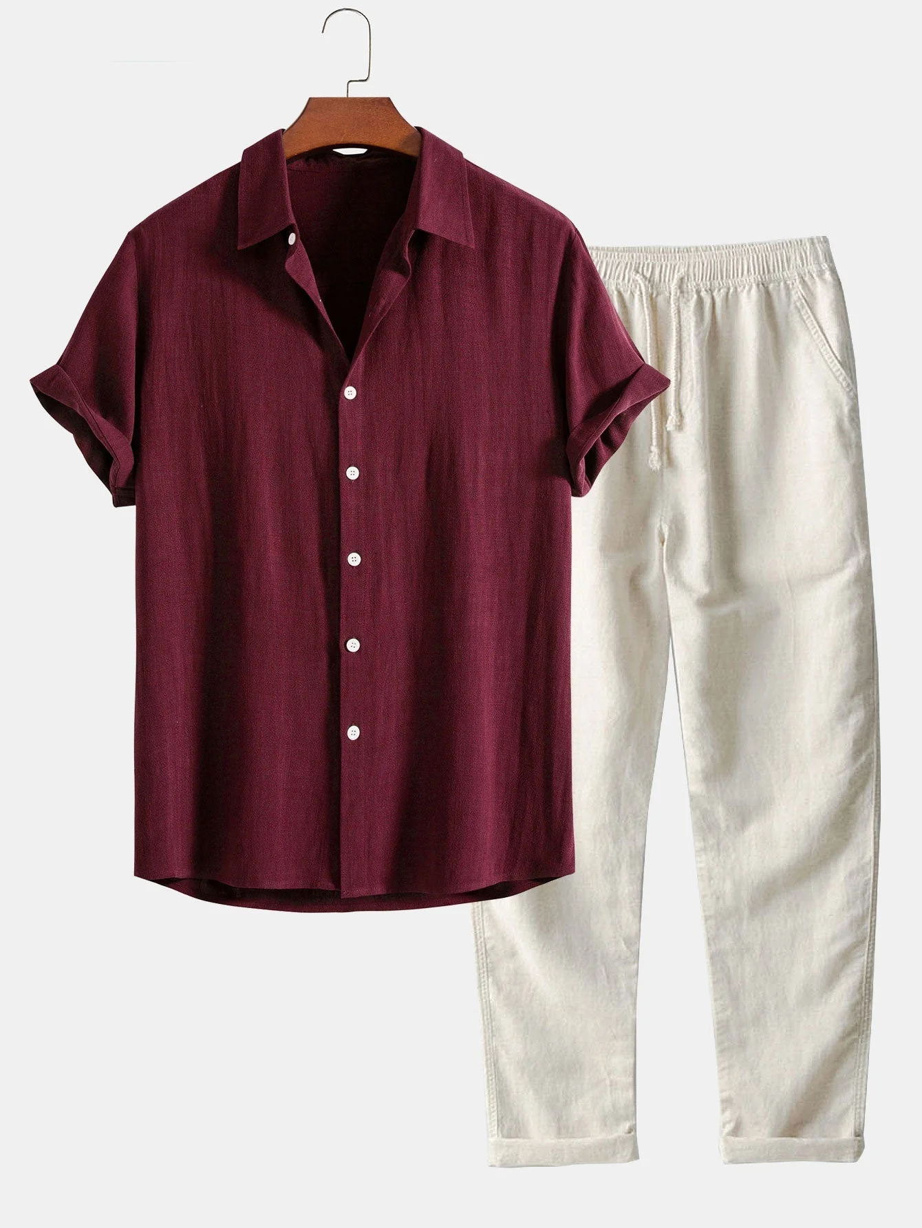 Button-Up Hemd und gerade geschnittene Hose aus Leinen-Rayon-Mischung - Image 7