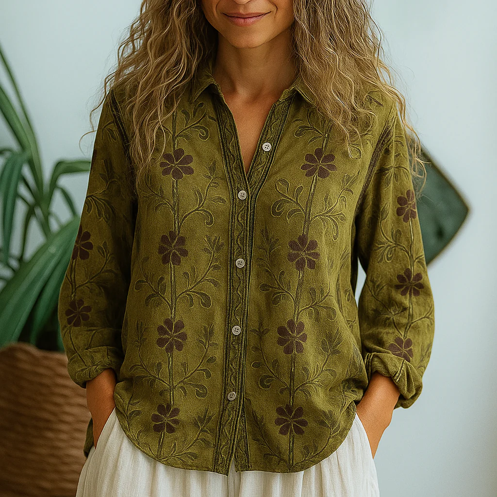 Cara™ - Vintage Blattbluse - Image 3