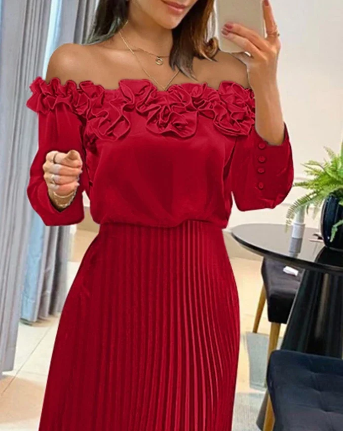 Carina | Atemhaftes Off-Shoulder Maxikleid - Image 3