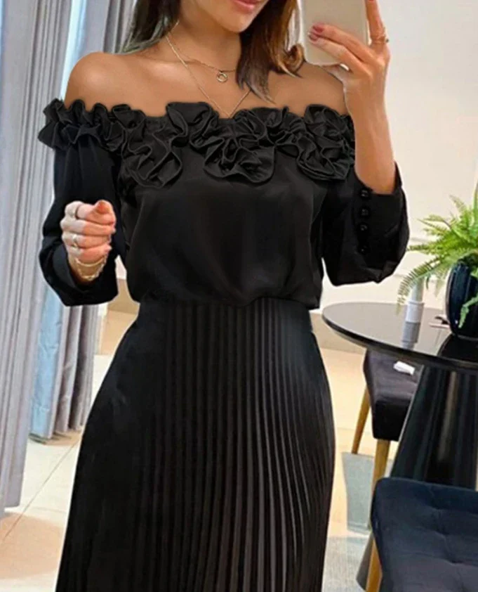 Carina | Atemhaftes Off-Shoulder Maxikleid - Image 5