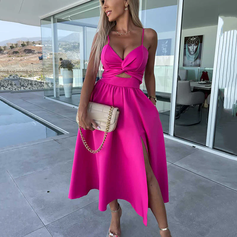 Chloe™ - Kleid mit hohem Schlitz und Spaghetti-Trägern
