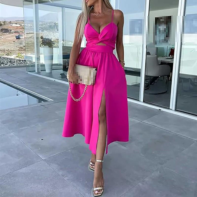 Chloe™ - Kleid mit hohem Schlitz und Spaghetti-Trägern - Image 11