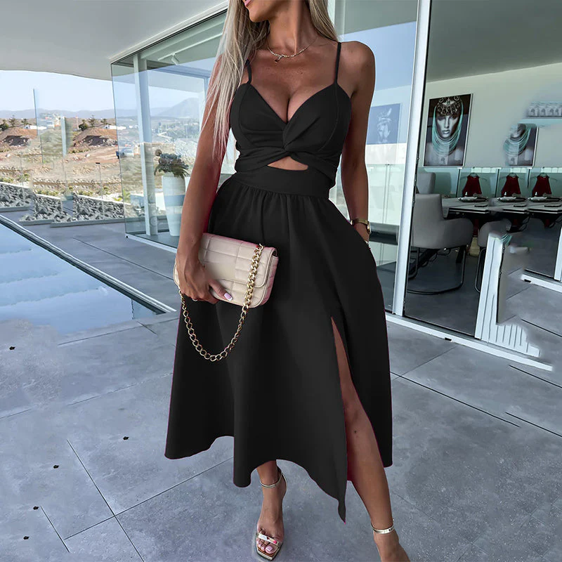 Chloe™ - Kleid mit hohem Schlitz und Spaghetti-Trägern - Image 9