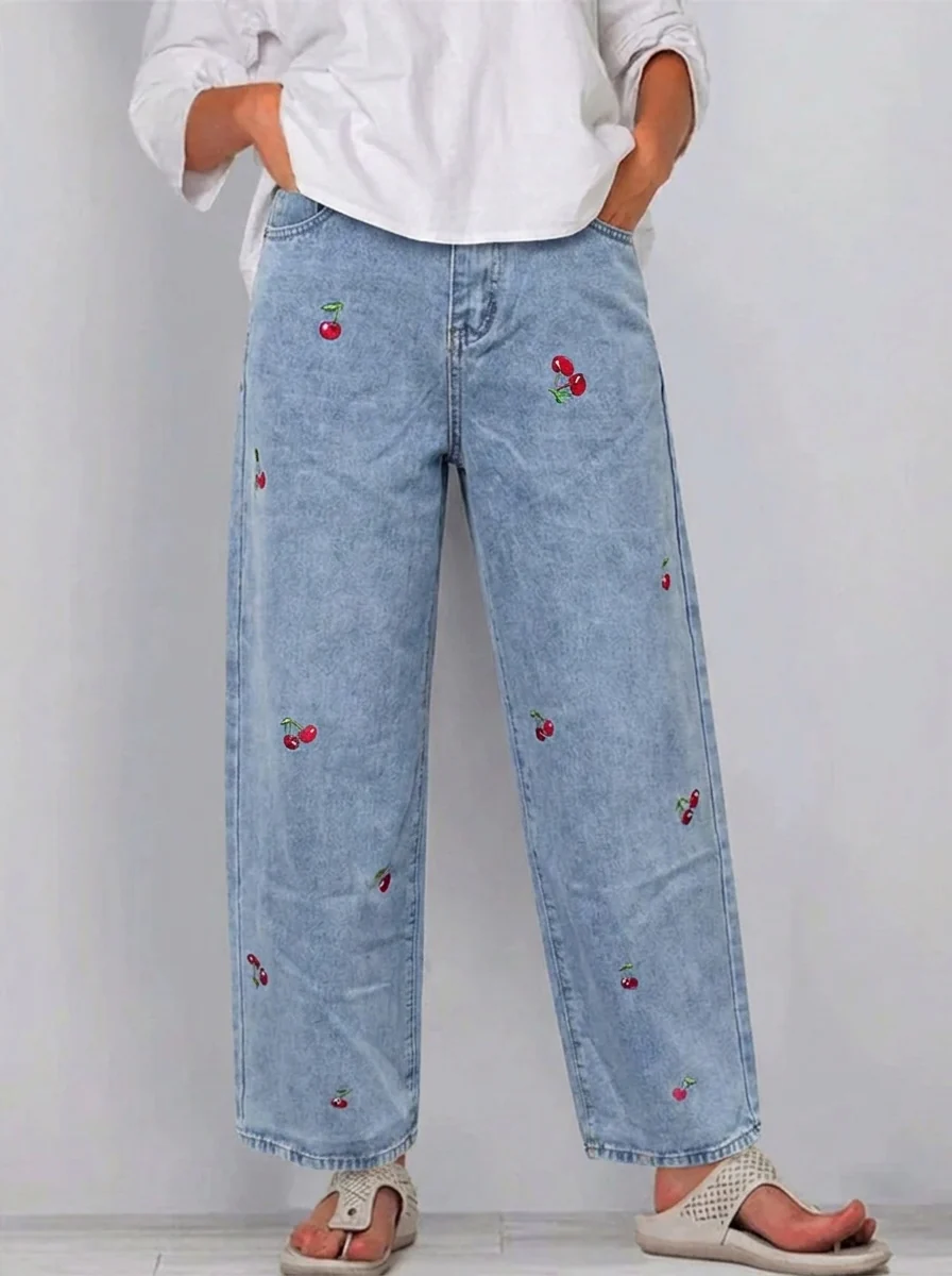 Damen Freizeit Denim Baumwollhose