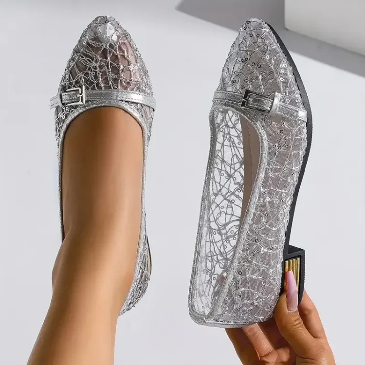 Damen Freizeit Slipper aus Spitze und Mesh - Image 3