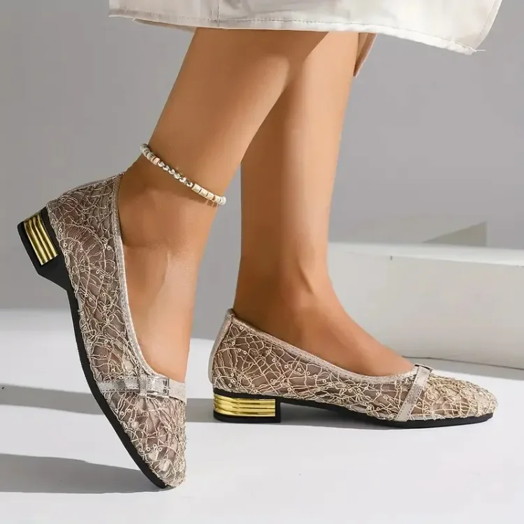 Damen Freizeit Slipper aus Spitze und Mesh - Image 7