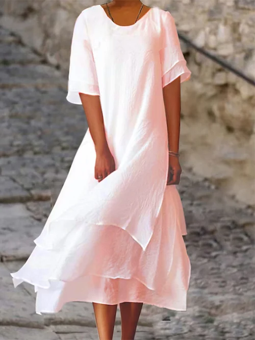 Damen Midi Kleid mit Doppelschicht-Design - Image 2