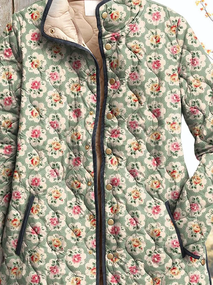 Damen Vintage Süße Jacke Kunstdruck mit Blumen - Image 2