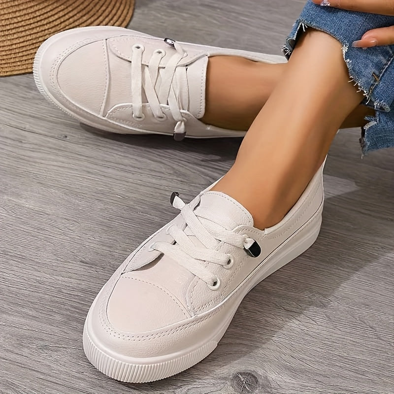 Damen weiße Schnürschuhe flach orthopädisch - atmungsaktive weiche Einlegesohle - Image 10