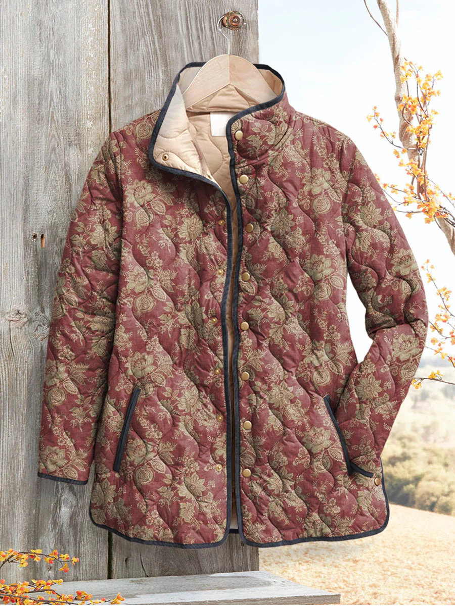 Damenjacke im Vintage-Stil mit Blumenmuster