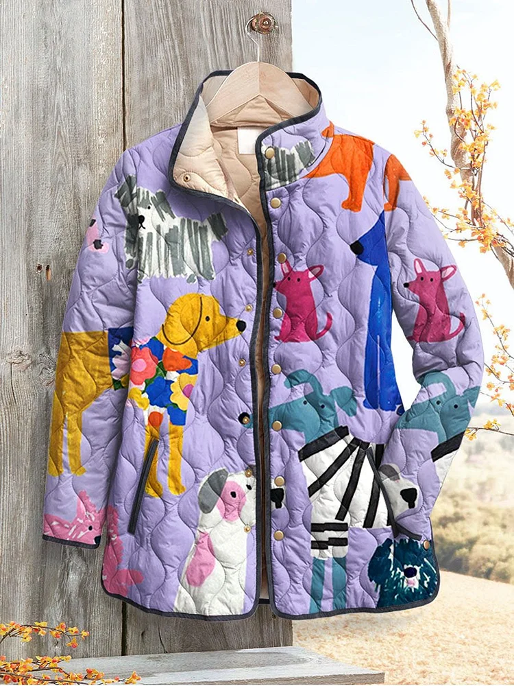 Damenjacke mit Hundemuster im Casual-Stil
