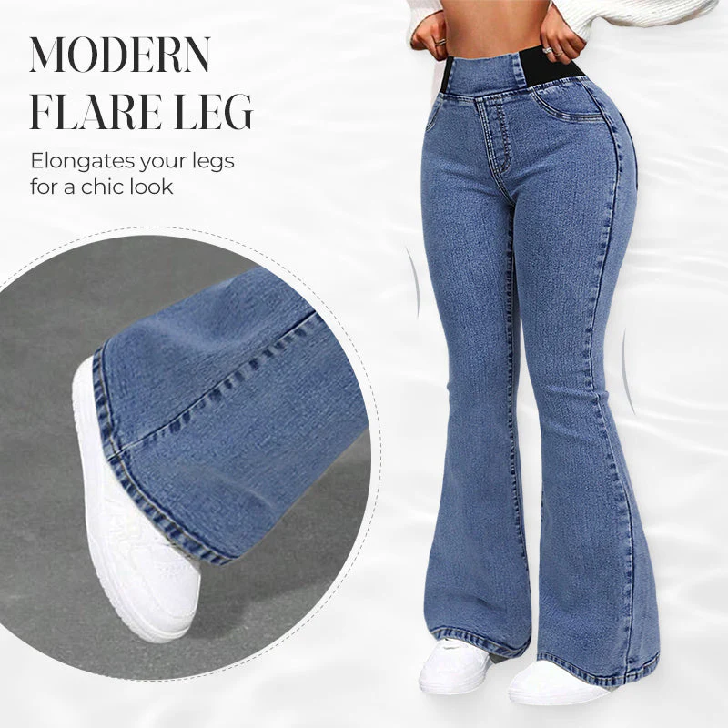 Damenjeans mit hohem Bund und dehnbaren Beinen