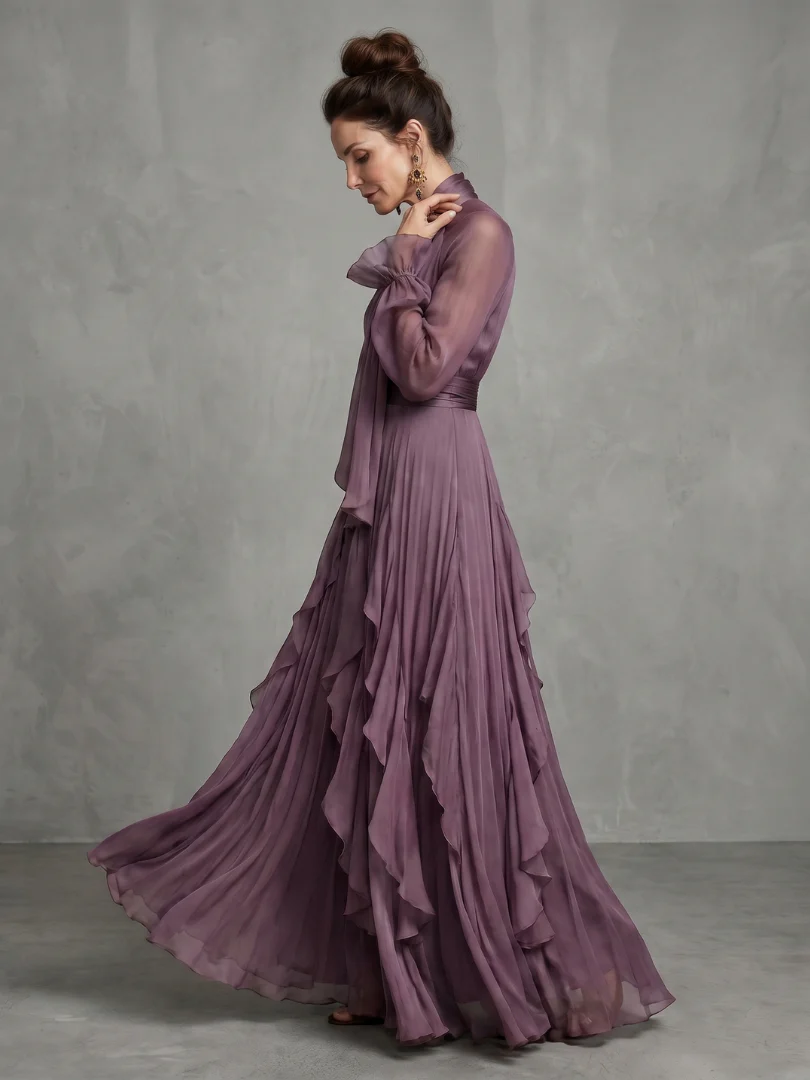Demetria | Rüschendetail Maxikleid mit Bindeband - Image 3