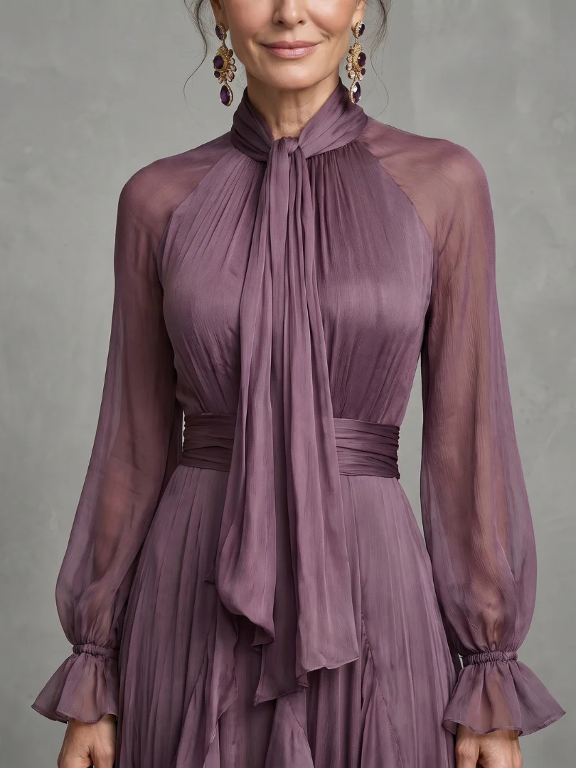 Demetria | Rüschendetail Maxikleid mit Bindeband - Image 4