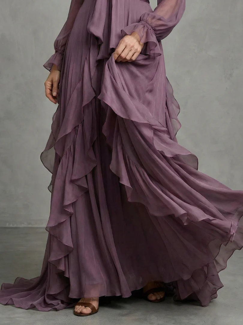Demetria | Rüschendetail Maxikleid mit Bindeband - Image 5