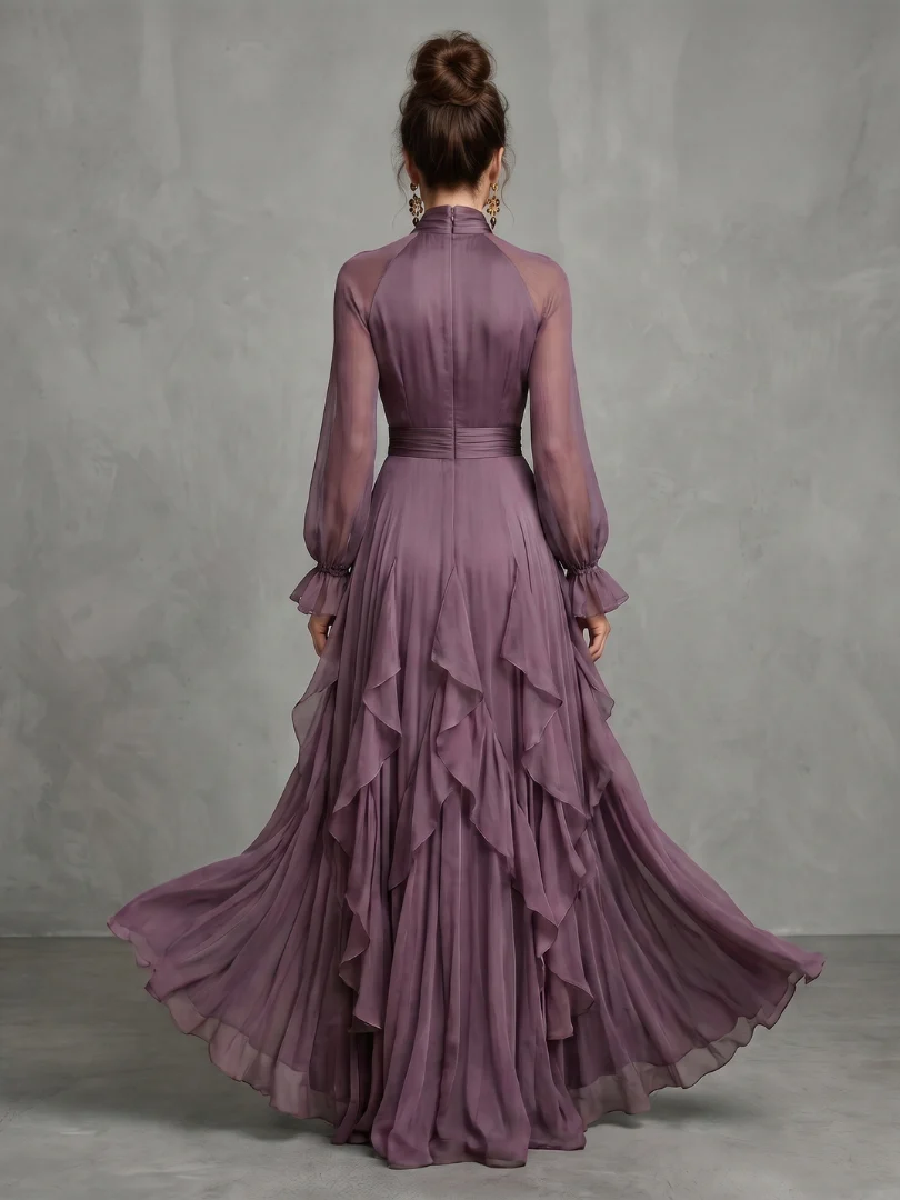 Demetria | Rüschendetail Maxikleid mit Bindeband - Image 6