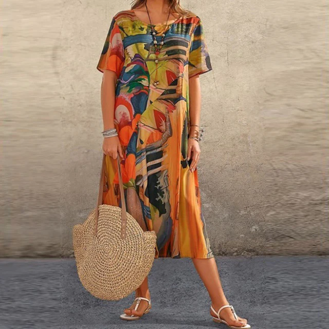 Dina Elegantes Abstraktes Harmonie Midi-Kleid - Image 4