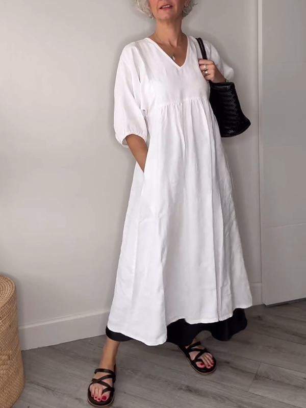 Eeva™ - Lässiges Midikleid mit V-Ausschnitt und Taschen - Image 3