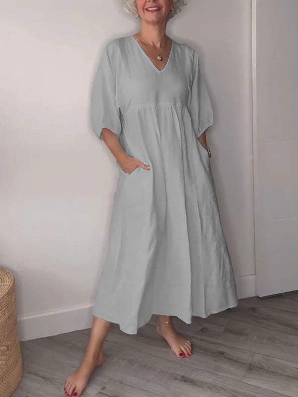 Eeva™ - Lässiges Midikleid mit V-Ausschnitt und Taschen - Image 4
